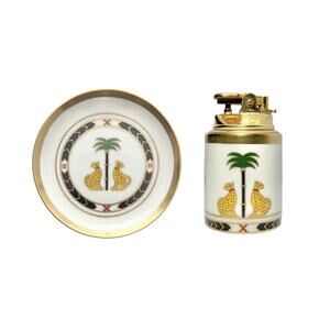 Christian Dior "Casablanca" Porcelain Table Lighter & Round Ashtray Set